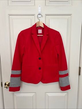 GAP Red Blazer with Gray Sleeve Stripes